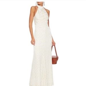 STAUD-Coastal ruched floral-print burnout sateen maxi dress